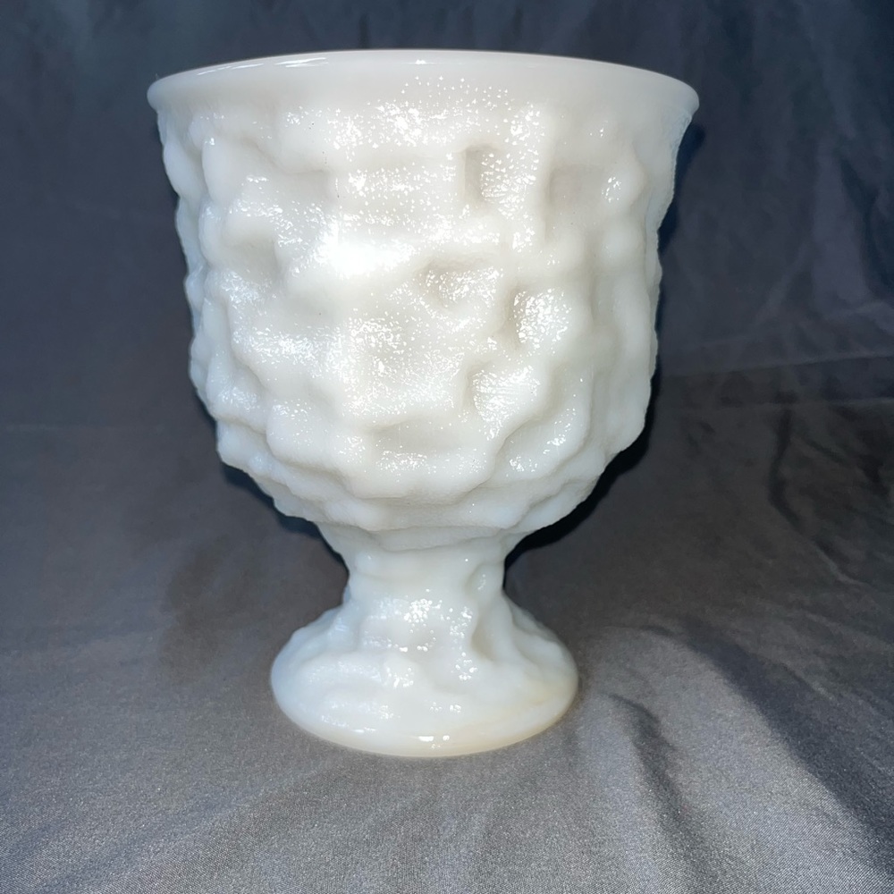 Vintage EO BRODY milk glass planter urn textured finish and pedestal base